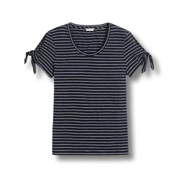 J Crew Striped Tie-Shoulder T-shirt - Picture 1 of 10